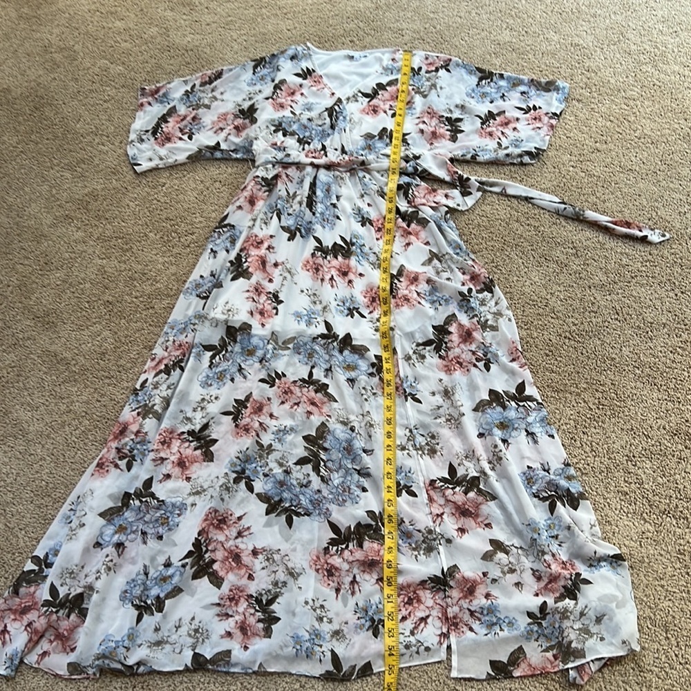 BALTIC BORN Size L white multi Kia kimono maxi dress - Picture 10 of 14